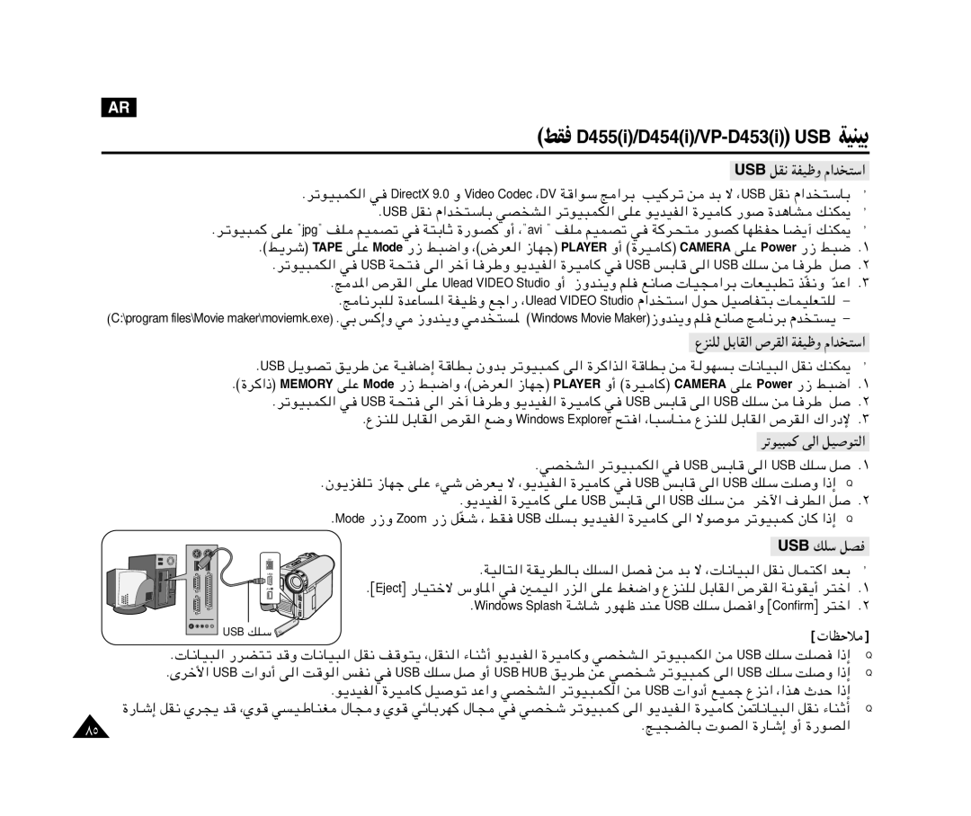 Samsung VP-M110R/XSG, VP-M110R/KNT manual USB pKÝ qB, USB qI½ WHOþË Â«b ²Ý« 