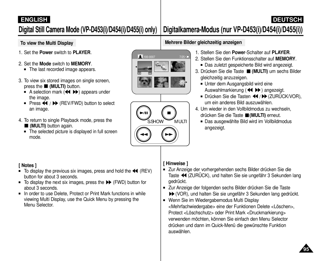 Samsung VP-M110R/EUR, VP-M110R/XEF, VP-M110R/XEC, VP-M110R/KNT, VP-M110R/XSG, VP-M110R/XEV manual 100-0007 