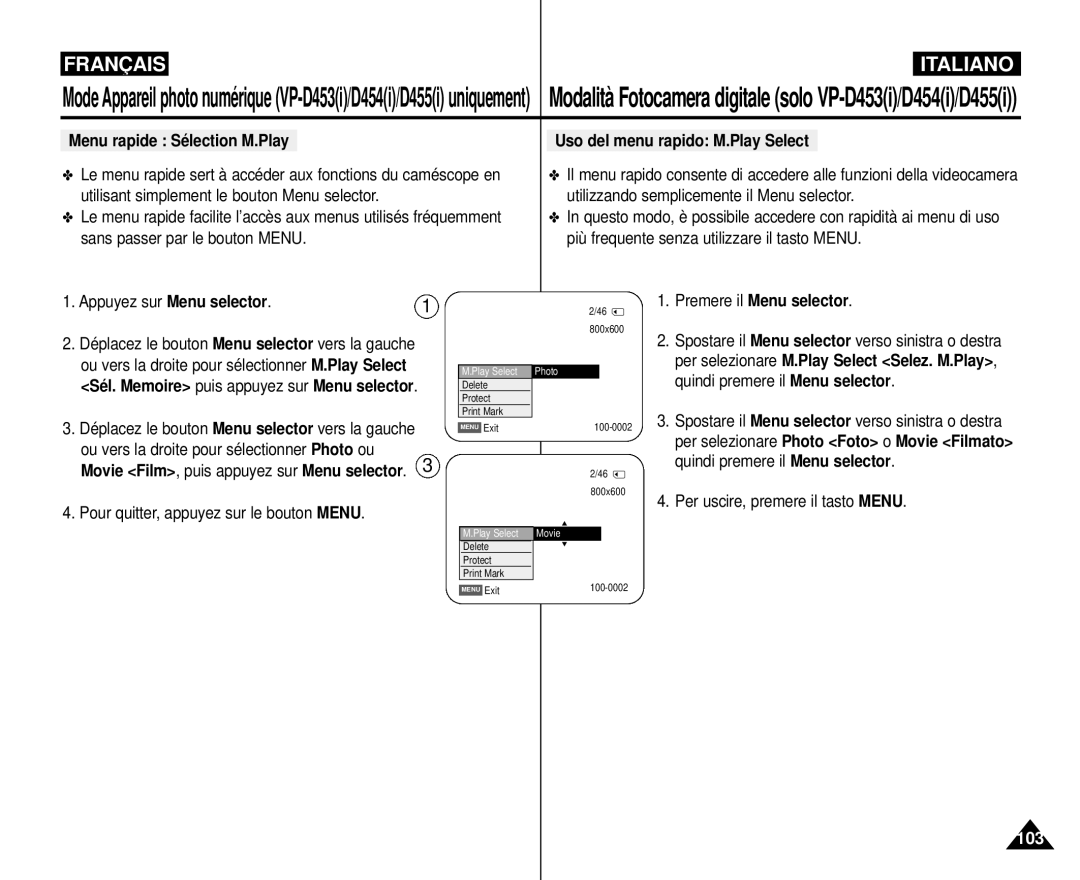 Samsung VP-M110R/XEF manual 103 