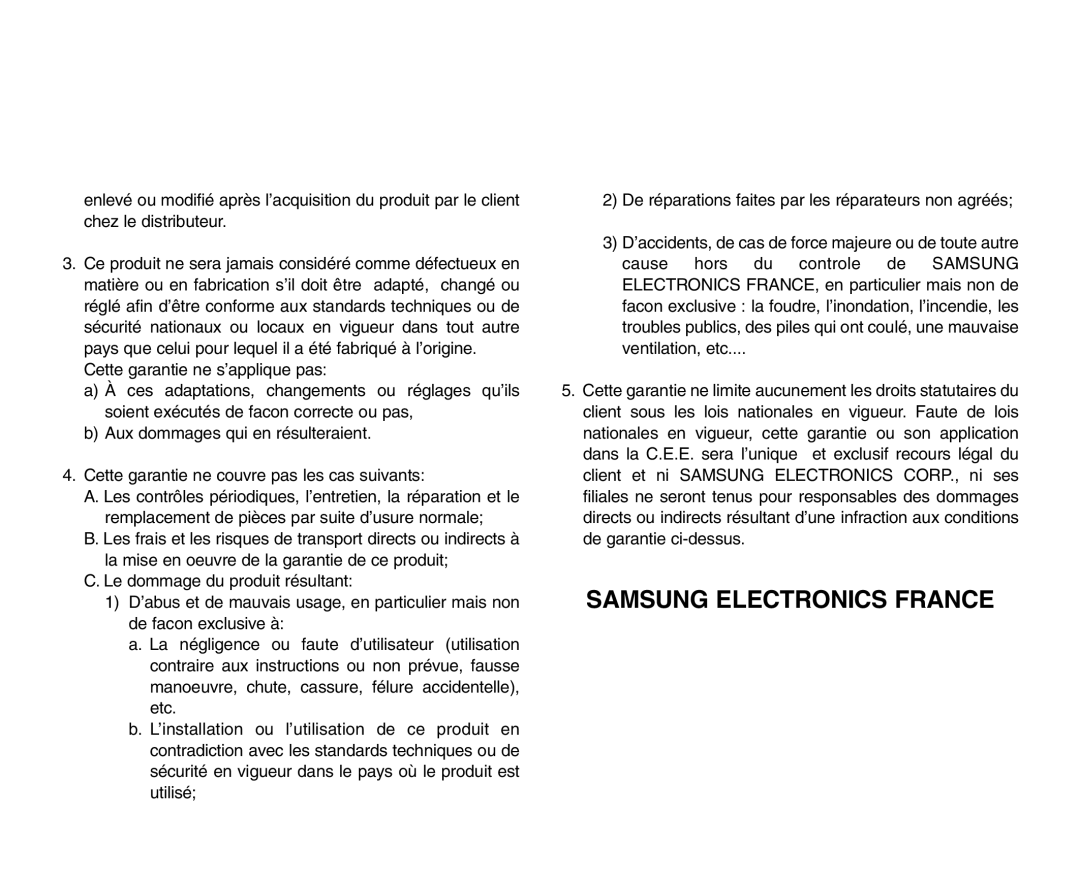 Samsung VP-M110R/XEF manual Samsung Electronics France 