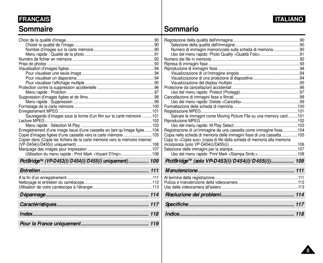 Samsung VP-M110R/XEF manual 100, 101, 102, 103, 106, 107, 108, 111, 112, 113 