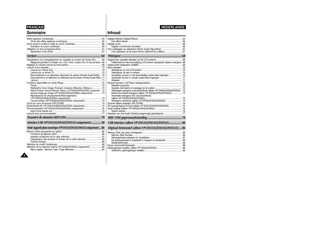 Samsung VP-M110R/XEF manual Digitaal fototoestel alleen VP-D453i/D454i/D455i 