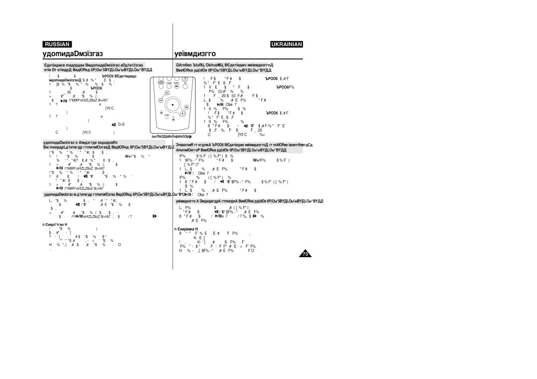 Samsung VP-M110R/XEV manual Íìóôíû PLAY/STILL, ÈÓÍ‡‰Ó‚Â ‚¥‰Ú‚ÓÂÌÌﬂ ‚ÔÂÂ‰, ÈÓÍ‡‰Ó‚Â ‚¥‰Ú‚ÓÂÌÌﬂ Ì‡Á‡‰ 