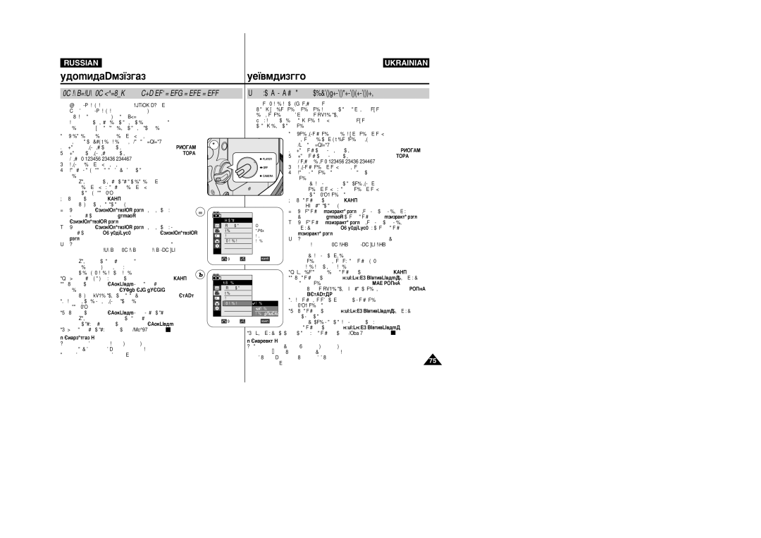 Samsung VP-M110R/XEV ‚˚·‡Ú¸ Ôûìíú AV ÇıÓ‰/Ç˚ı Ë Ì‡ÊÏËÚÂ èÂÂÍÎ˛˜‡ÚÂÎ¸, ‡Ûá‡, ‡ÚËÒÌ¥Ú¸ Ì‡ Íìóôíû Start/Stop ëÚ‡Ú/ëÚÓÔ 