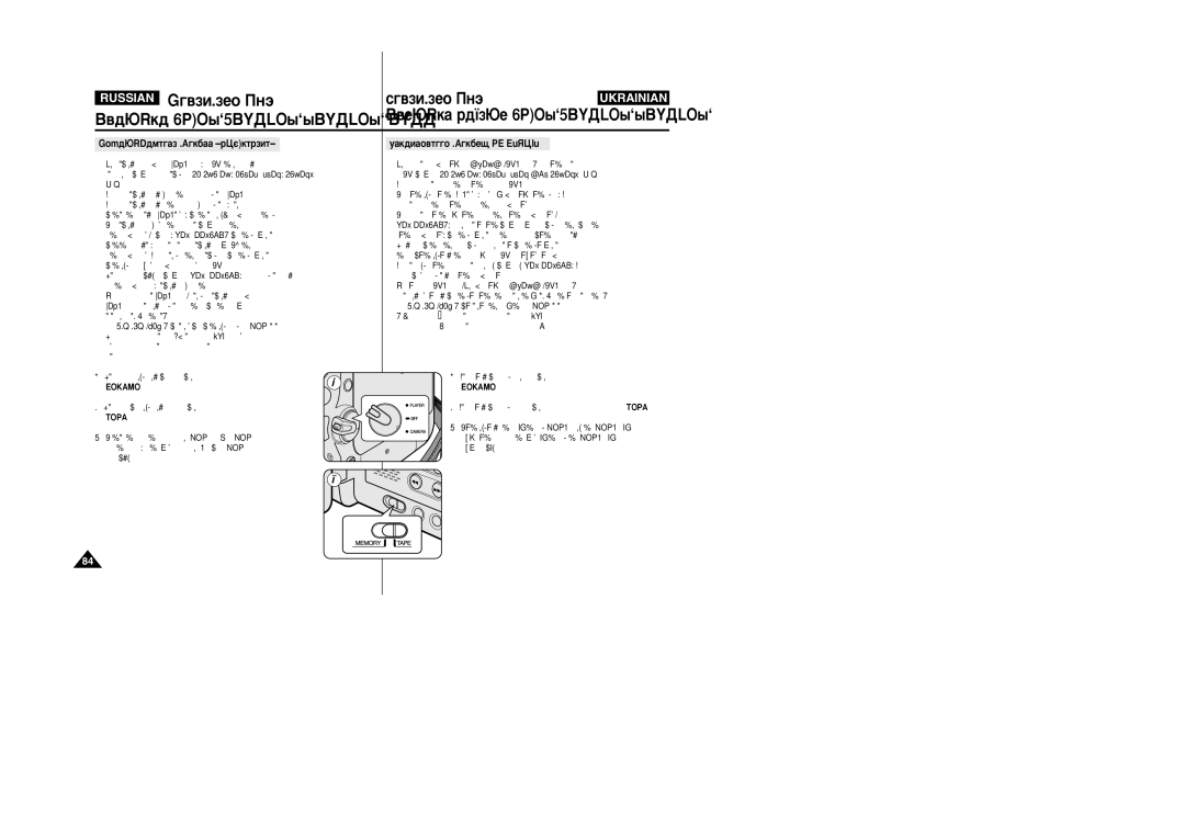 Samsung VP-M110R/XEV manual Camera 