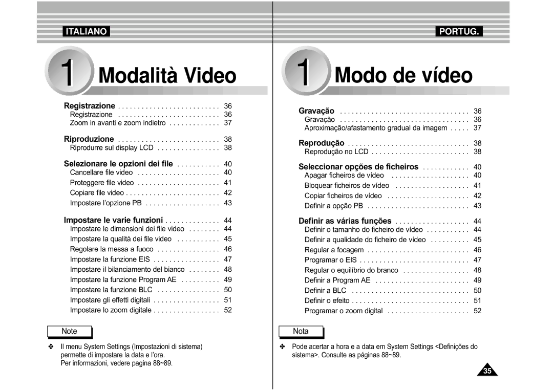 Samsung VP-M110S/XET, VP-M110B/XET manual Modalità Video 