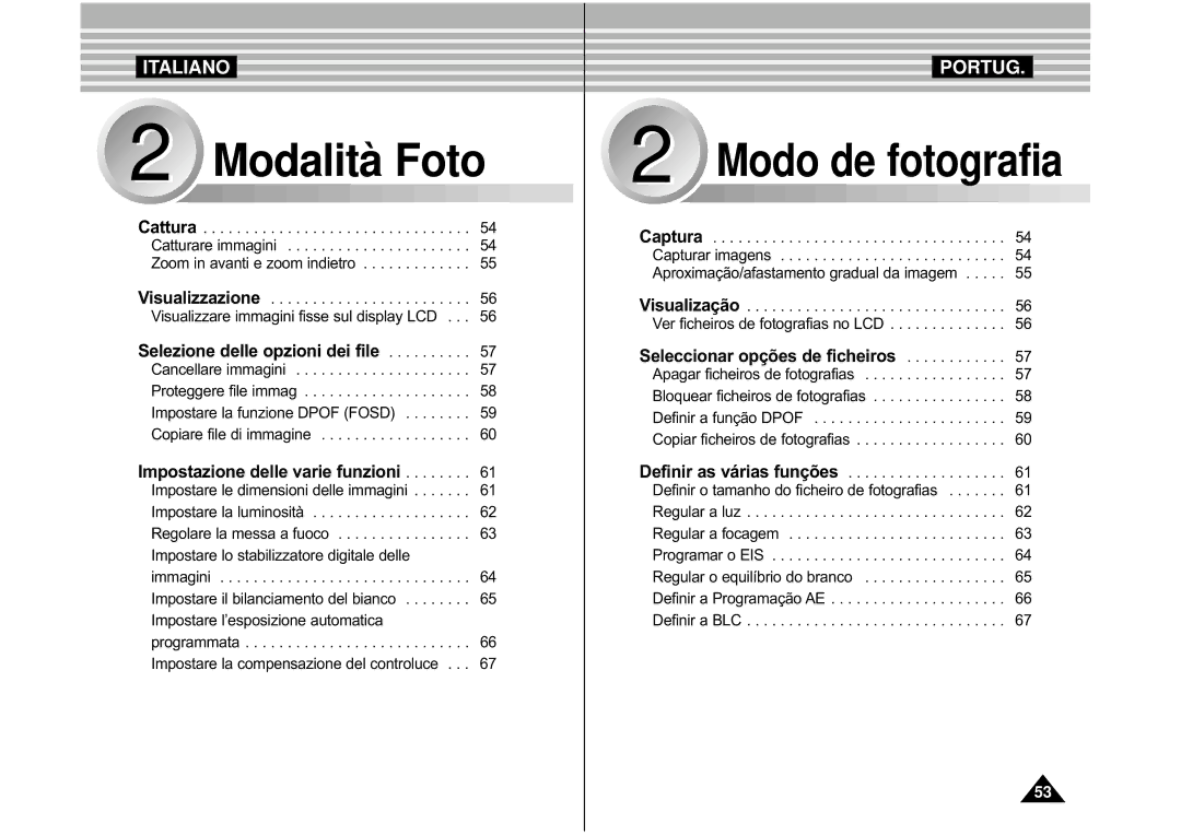 Samsung VP-M110S/XET, VP-M110B/XET manual Modalità Foto 