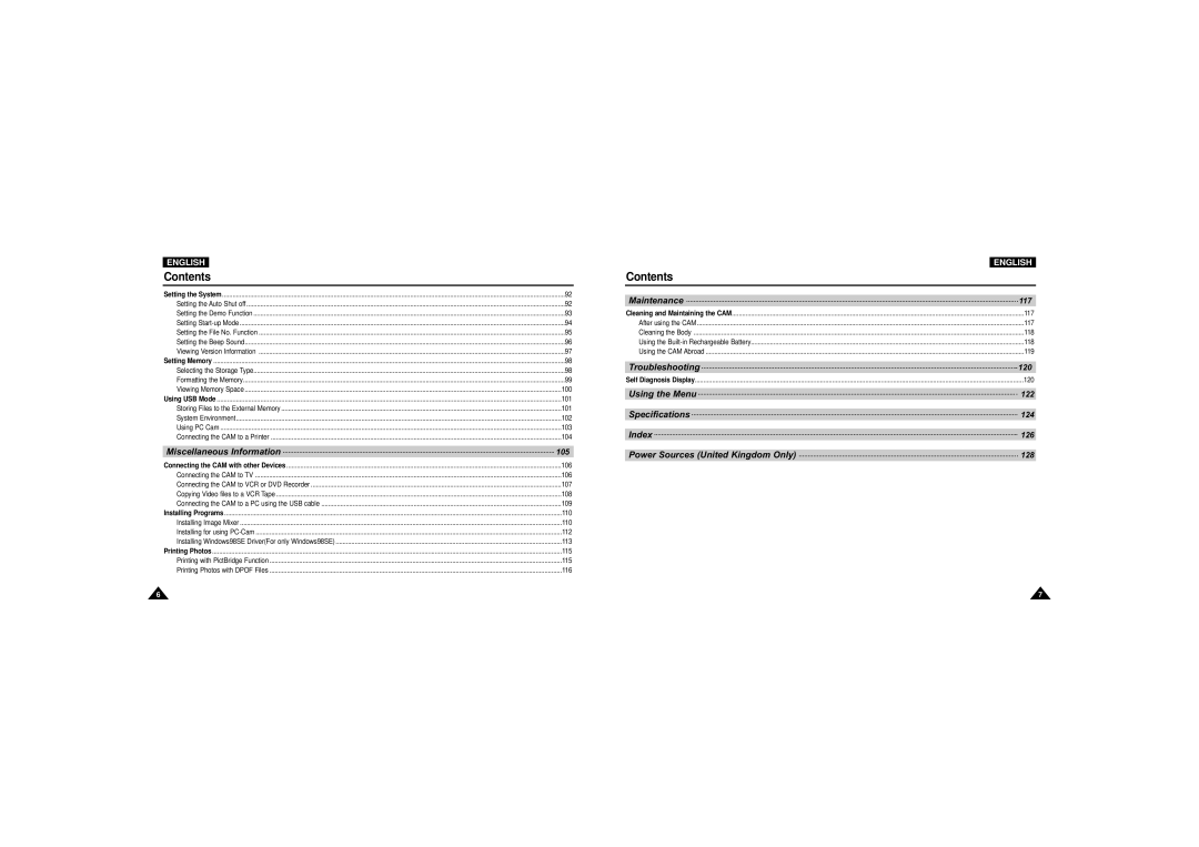 Samsung VP-M110R/XEF, VP-M110S/XET, VP-M110S/XEF, VP-M110B/XEF, VP-X110L/XEF, VP-X110L/XET, VP-M110SMEM manual Troubleshooting 