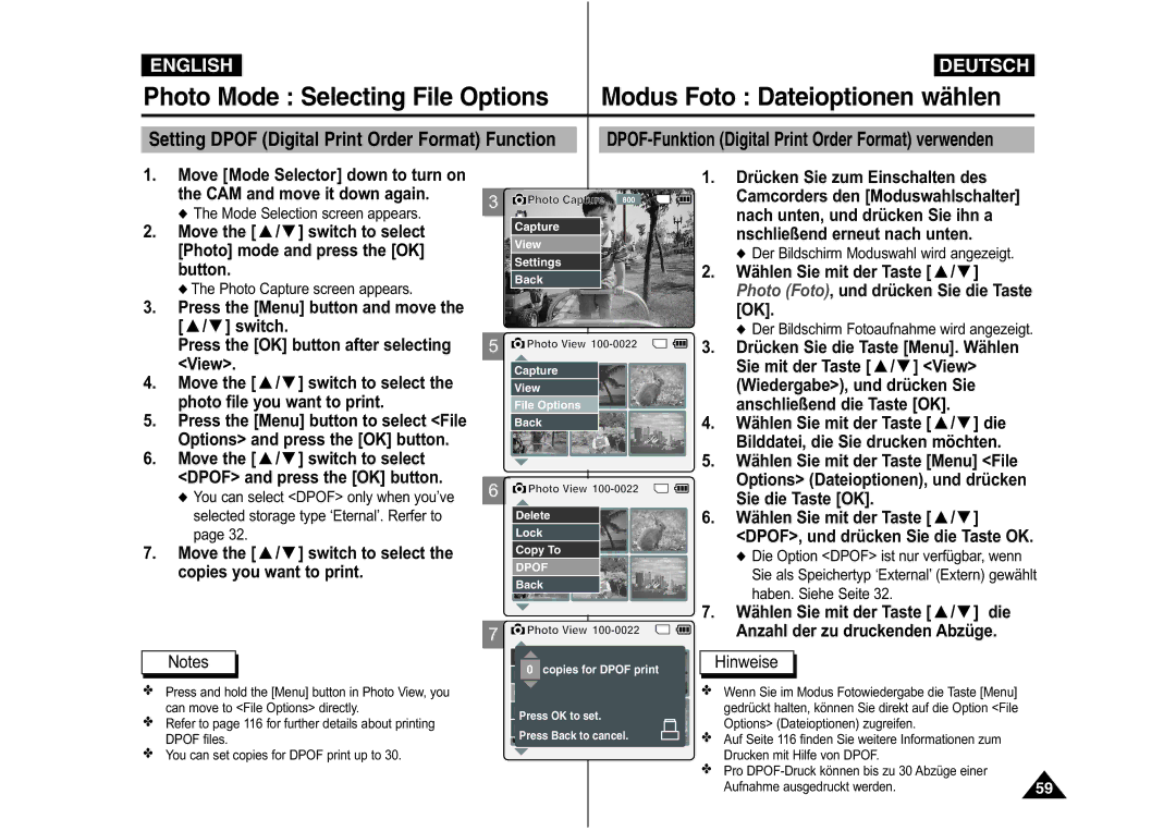 Samsung VP-X110L/XET manual Photo Mode Selecting File Options, Bilddatei, die Sie drucken möchten, Haben. Siehe Seite 