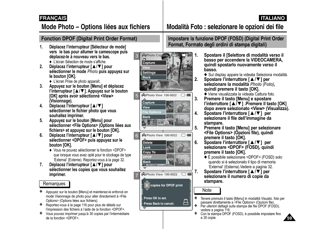 Samsung VP-M110S/XET, VP-M110S/XEF manual Basso per accendere la Videocamera, Quindi spostarlo nuovamente verso il, Stampare 