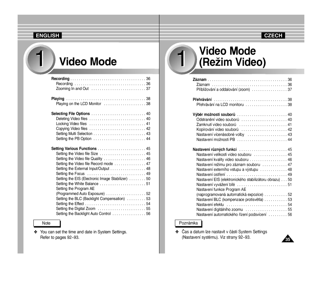 Samsung VP-M2100S/SED, VP-M2100B/XET, VP-M2100BMEM, VP-M2050S/XEC, VP-M2100S/XEC, VP-M2100S/XEH, VP-M2100S/XEV manual Video Mode 