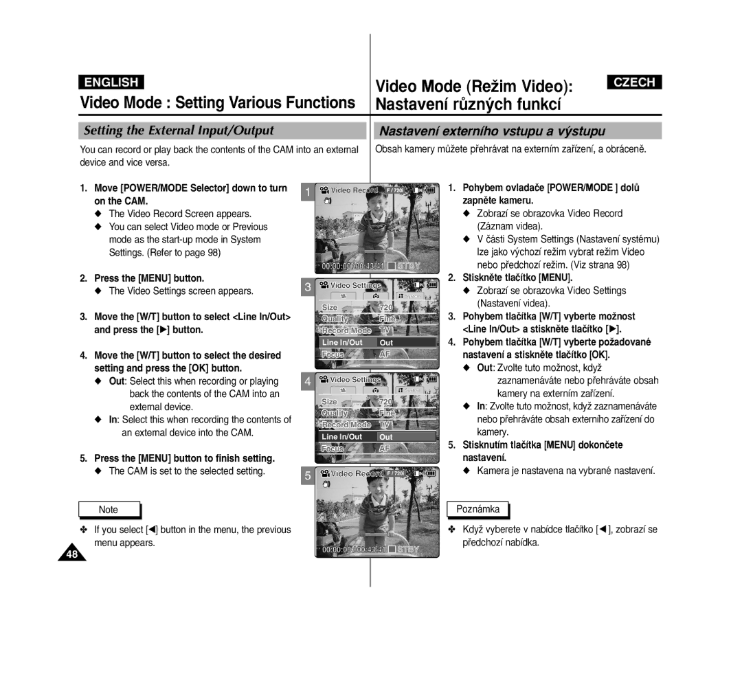 Samsung VP-M2050B/XEV, VP-M2100B/XET, VP-M2100BMEM, VP-M2050S/XEC, VP-M2100S/XEC, VP-M2100S/XEH manual Device and vice versa 