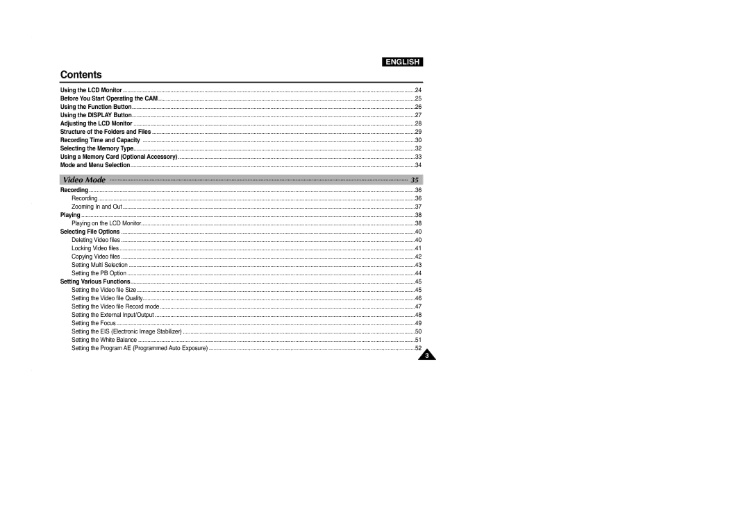 Samsung VP-M2100S/XEC, VP-M2100B/XET, VP-M2100BMEM, VP-M2050S/XEC, VP-M2100S/XEH, VP-M2100S/SED, VP-M2100S/XEV manual Video Mode 