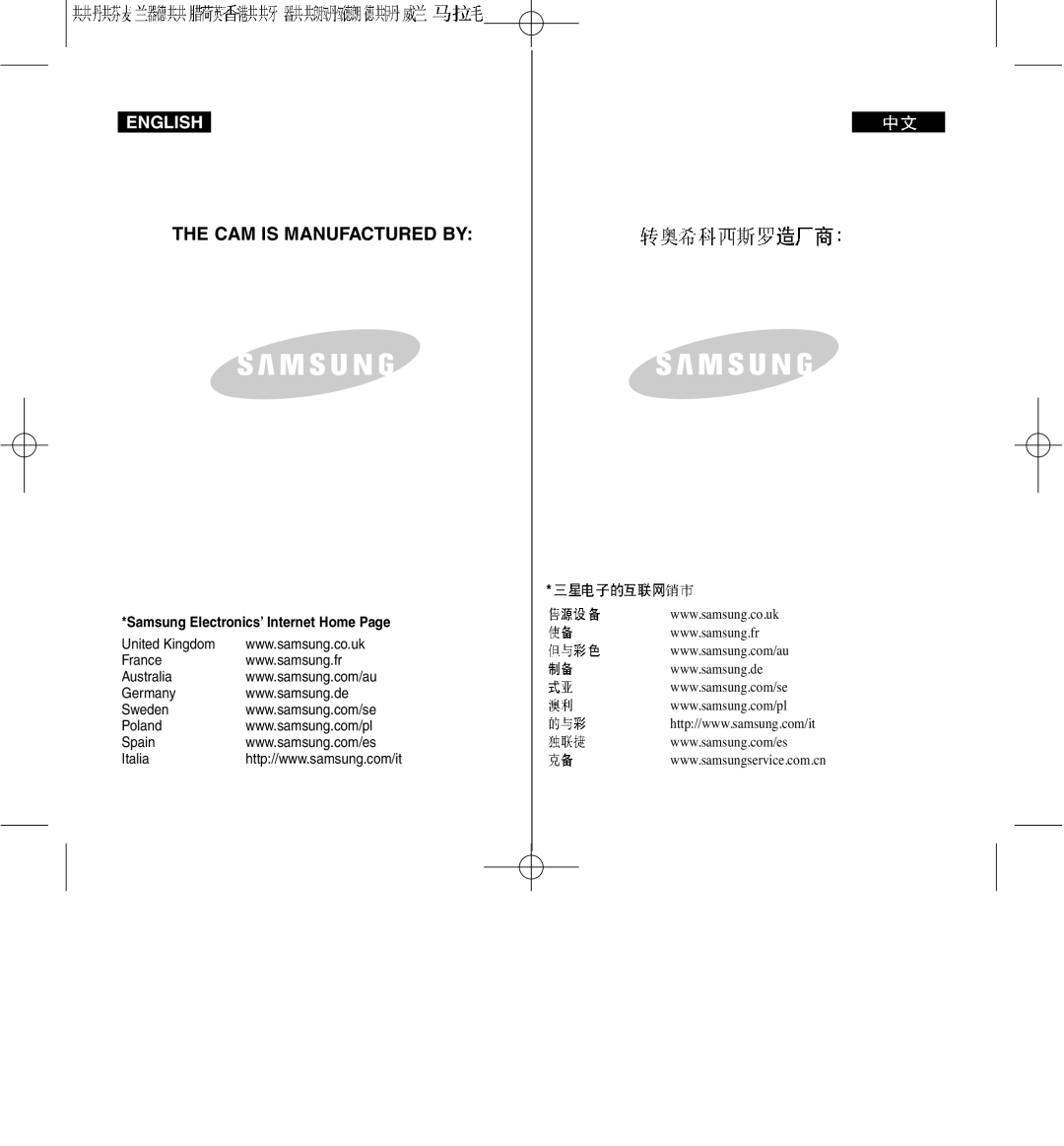 Samsung VP-M2100S/XEC, VP-M2100B/XET, VP-M2100BMEM, VP-M2050S/XEC CAM is Manufactured by, Samsung Electronics’ Internet Home 