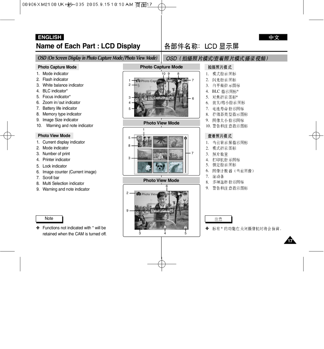 Samsung VP-M2050S/XEV, VP-M2100B/XET, VP-M2100BMEM, VP-M2050S/XEC, VP-M2100S/XEC manual Photo Capture Mode, Photo View Mode 