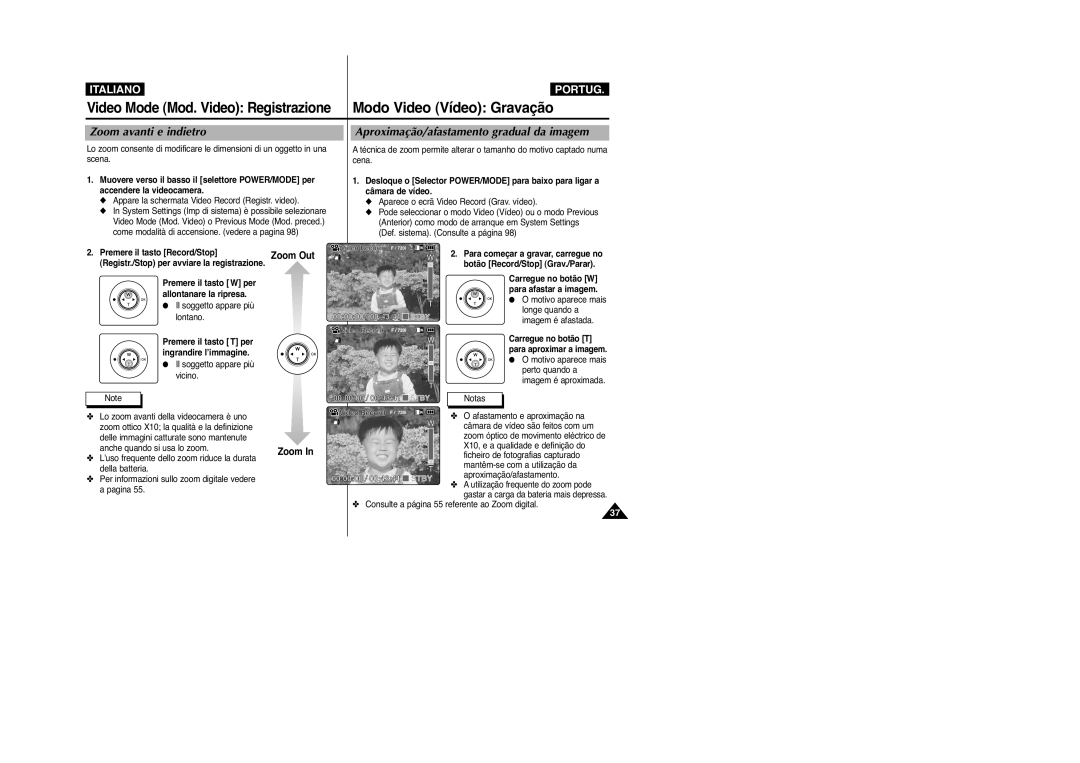 Samsung VP-M2100BMEM, VP-M2100B/XET manual Zoom Out, Zoom In BLC 