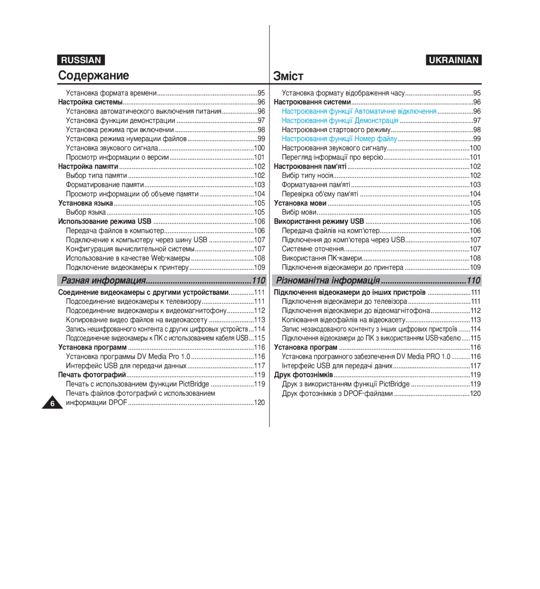 Samsung VP-M2050B/XEV, VP-M2100S/XEV, VP-M2050S/XEV, VP-M2100B/XEV manual ‡ÁÌ‡ﬂ ËÌÙÓÏ‡ˆËﬂ, 110 