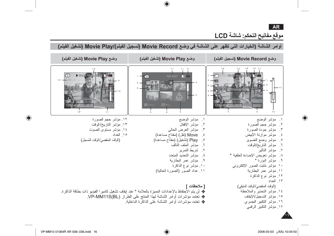 Samsung VP-MM11S/CHN, VP-MM11S/AND, VP-MM11S/MEA manual ΔηΎη ϢϜΤΘϟ ϴΗΎϔϣ ϊϗϮϣ, ϢϠϴϔϟϞϴΠδΗ 0RYLH5HFRUG ϊοϭ, ΕΎψΣϼϣ @ 