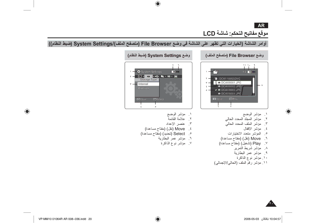 Samsung VP-MM11S/MEA, VP-MM11S/AND, VP-MM11S/CHN manual ϲϟΎϤΟϹϲϟΎΤϟϒϠϤϟ Ϣϗέ ήηΆϣ ˺˺ 