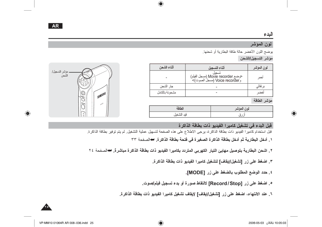 Samsung VP-MM11S/CHN, VP-MM11S/AND manual Γήϛάϟ ΔϗΎτΑ ΕΫ ϮϳΪϴϔϟήϴϣΎϛ ϞϴϐθΗ ϲϓ ˯ΪΒϟ ϞΒϗ, ϦΤθϟϞϴΠδΘϟ ήηΆϣ, ΉηΆϤϟ ϥϮϟ 