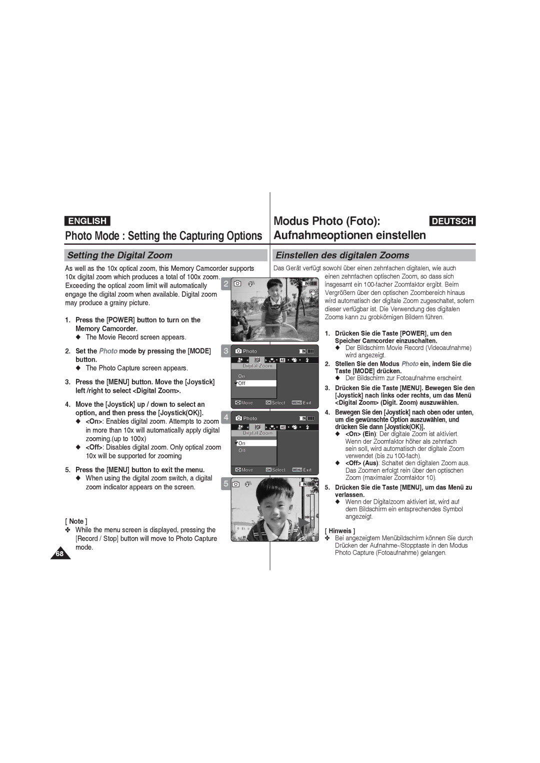 Samsung VP-MM11S/AND, VP-MM11S/XEF manual May produce a grainy picture, Left /right to select Digital Zoom, Zooming.up to 