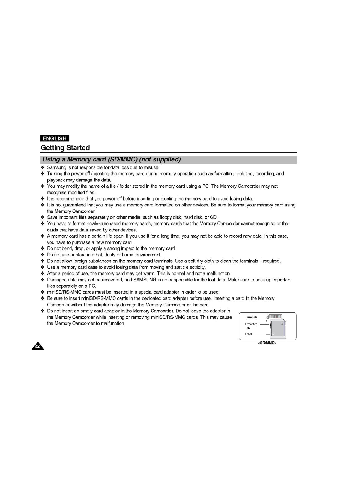 Samsung VP-MM11S/XEF, VP-MM11S/XET, VP-MM12S/XET, VP-MM12BL/XET, VP-MM11S/AND, VP-MM11S/CHN, VP-MM11S/MEA, VP-MM11S/EUR manual 