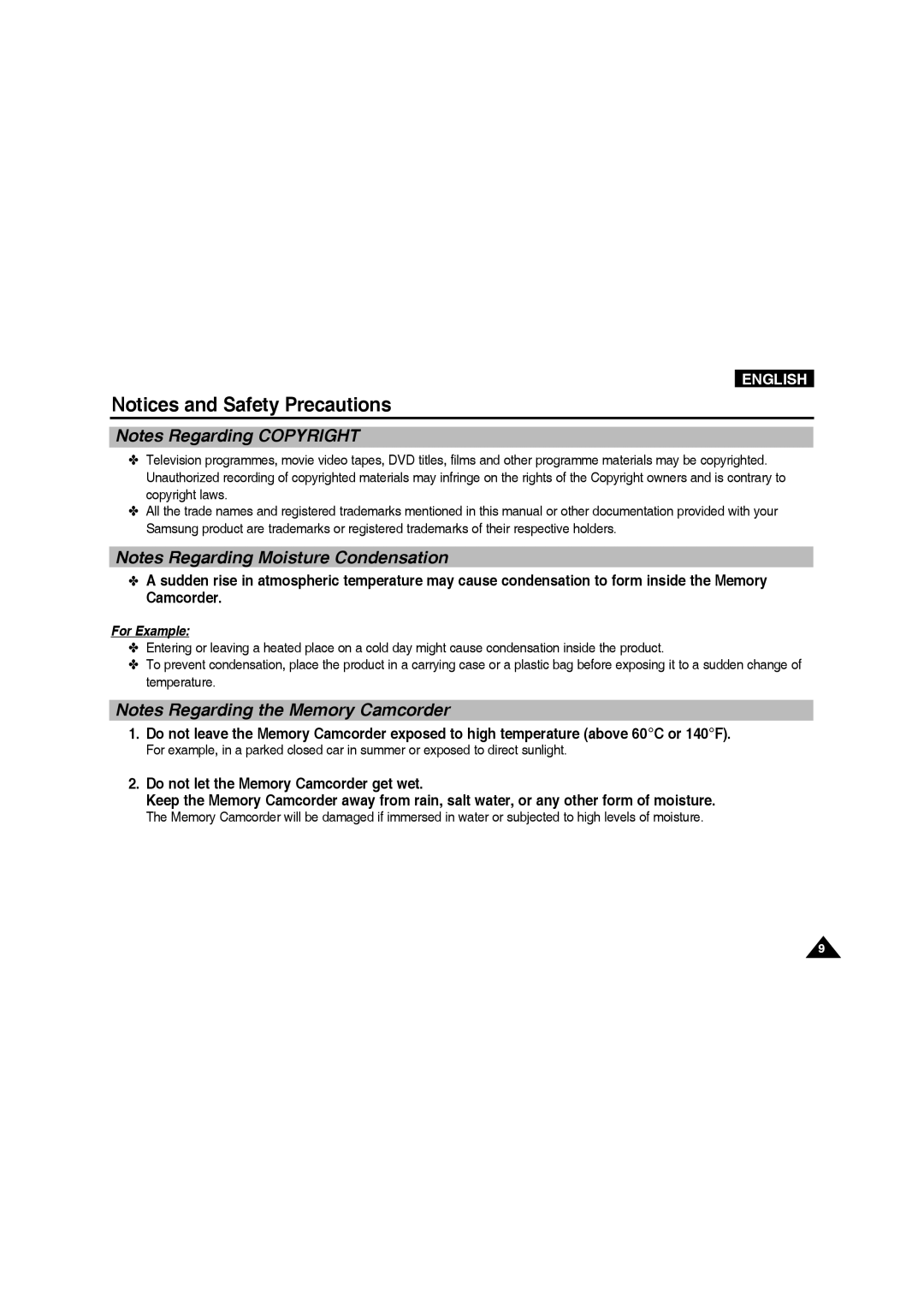 Samsung VP-MM11S/XET, VP-MM11S/XEF, VP-MM12S/XET, VP-MM12BL/XET, VP-MM11S/AND, VP-MM11S/CHN, VP-MM11S/MEA manual For Example 