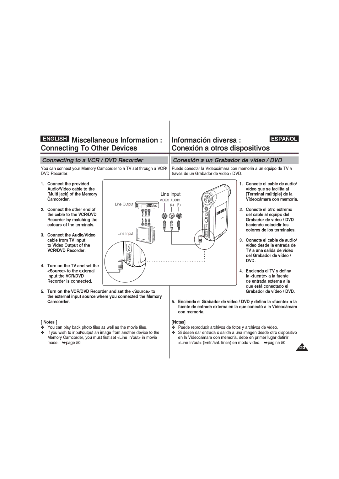 Samsung VP-MM11S/AND Connect the provided, Camcorder, Connect the other end, Connect the Audio/Video, Cable from TV Input 