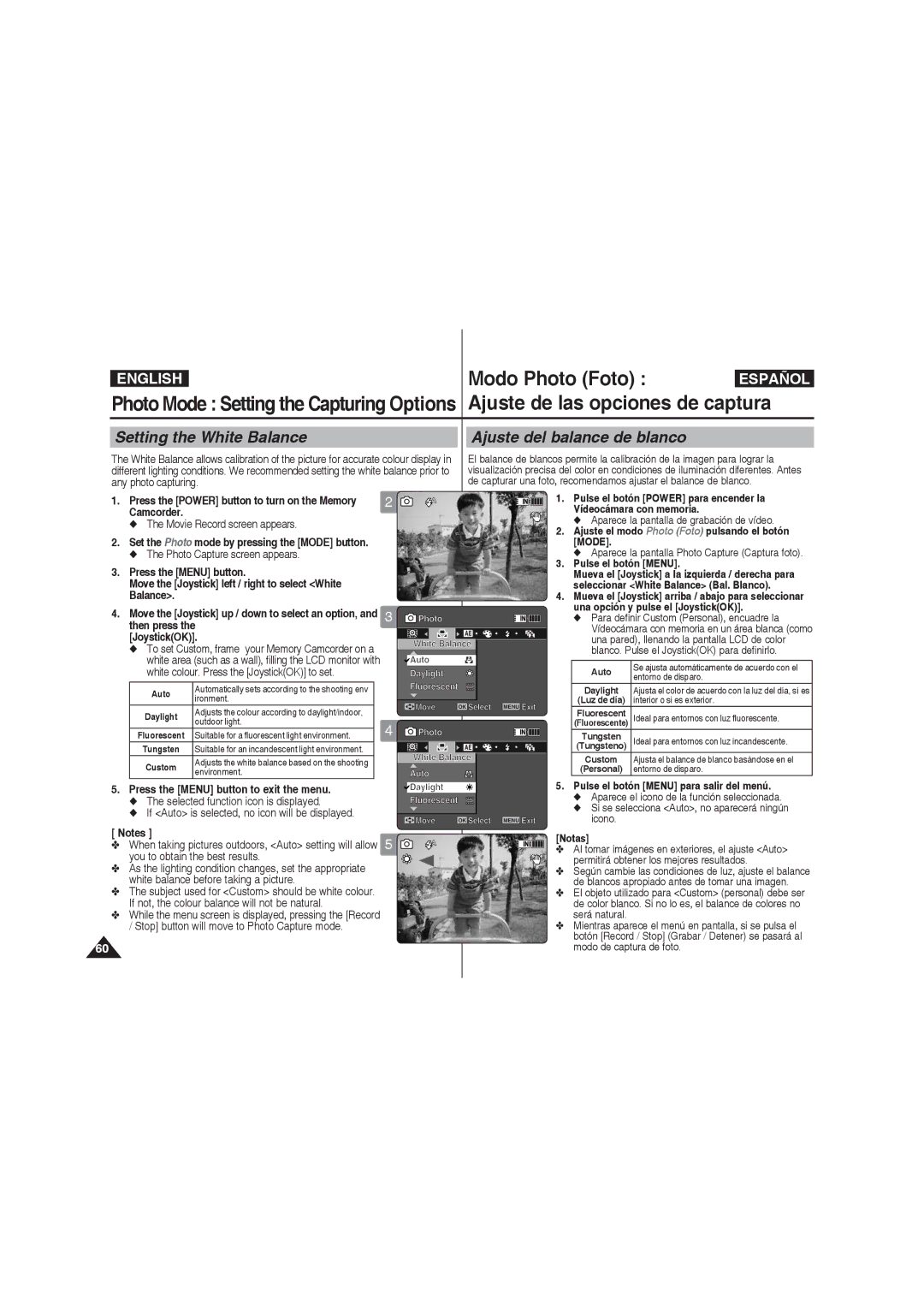 Samsung VP-MM11S/CHN, VP-MM11S/XEF, VP-MM11S/XET manual Modo Photo Foto, Photo Capture screen appears, Then press, JoystickOK 