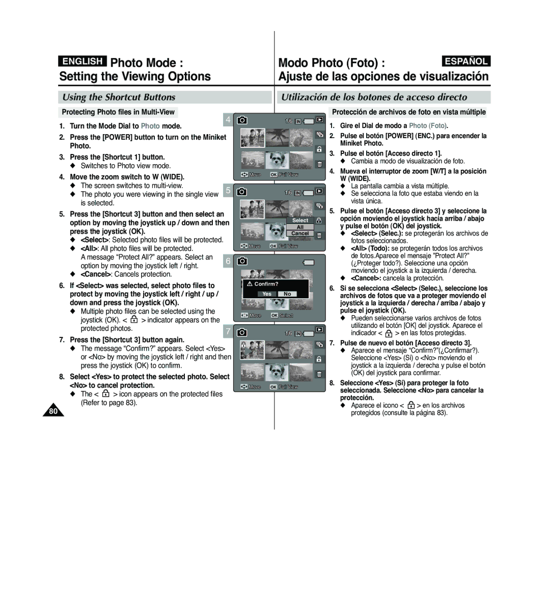 Samsung VP-MM11S/XEF Move the zoom switch to W Wide, Press the Shortcut 3 button again, Pulse el botón Acceso directo 