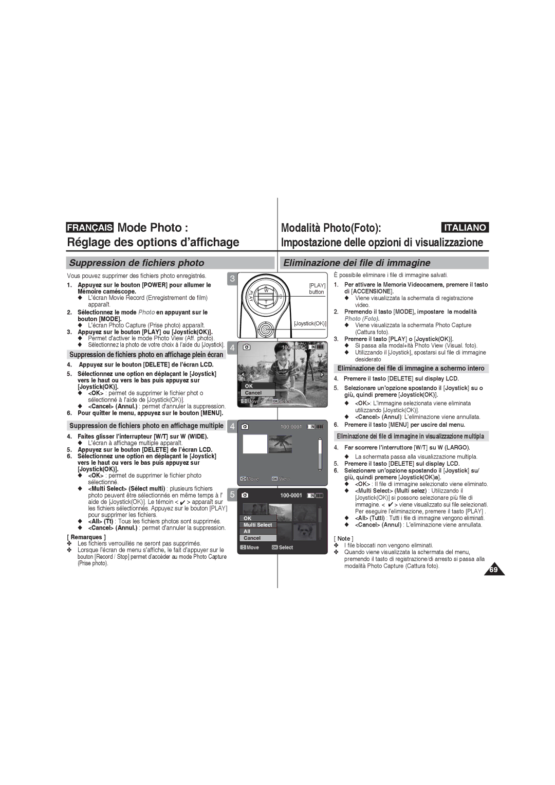 Samsung VP-MM11S/XET, VP-MM11S/XEF, VP-MM12S/XET, VP-MM12BL/XET manual Eliminazione dei file di immagine 