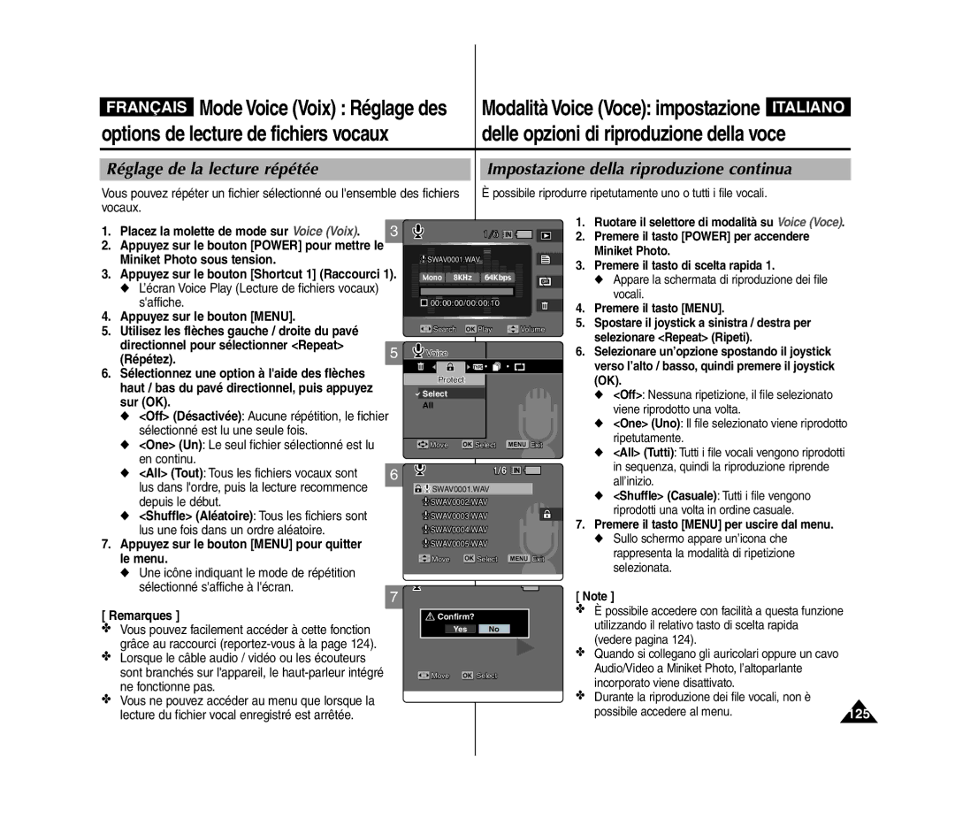 Samsung VP-MM11S/XET Utilisez les flèches gauche / droite du pavé, Directionnel pour sélectionner Repeat, Répétez, Le menu 