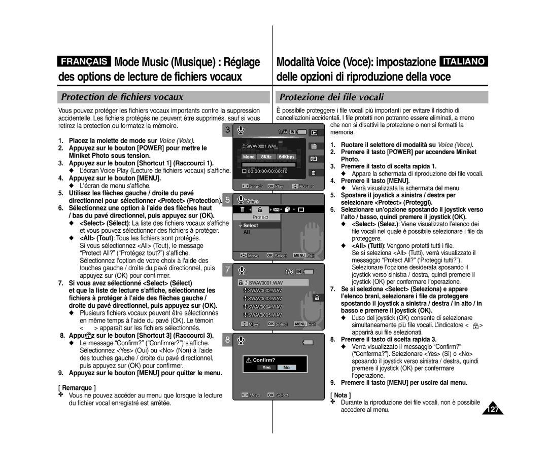 Samsung VP-MM12BL/XET, VP-MM11S/XEF, VP-MM11S/XET, VP-MM12S/XET manual Appuye Sur le bouton Shortcut 3 Raccourci, Remarque 