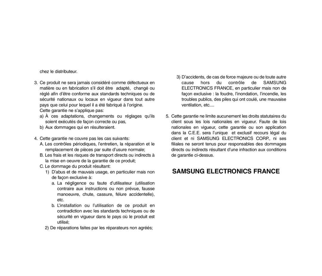 Samsung VP-MM12S/XET, VP-MM11S/XEF, VP-MM11S/XET, VP-MM12BL/XET manual Samsung Electronics France 