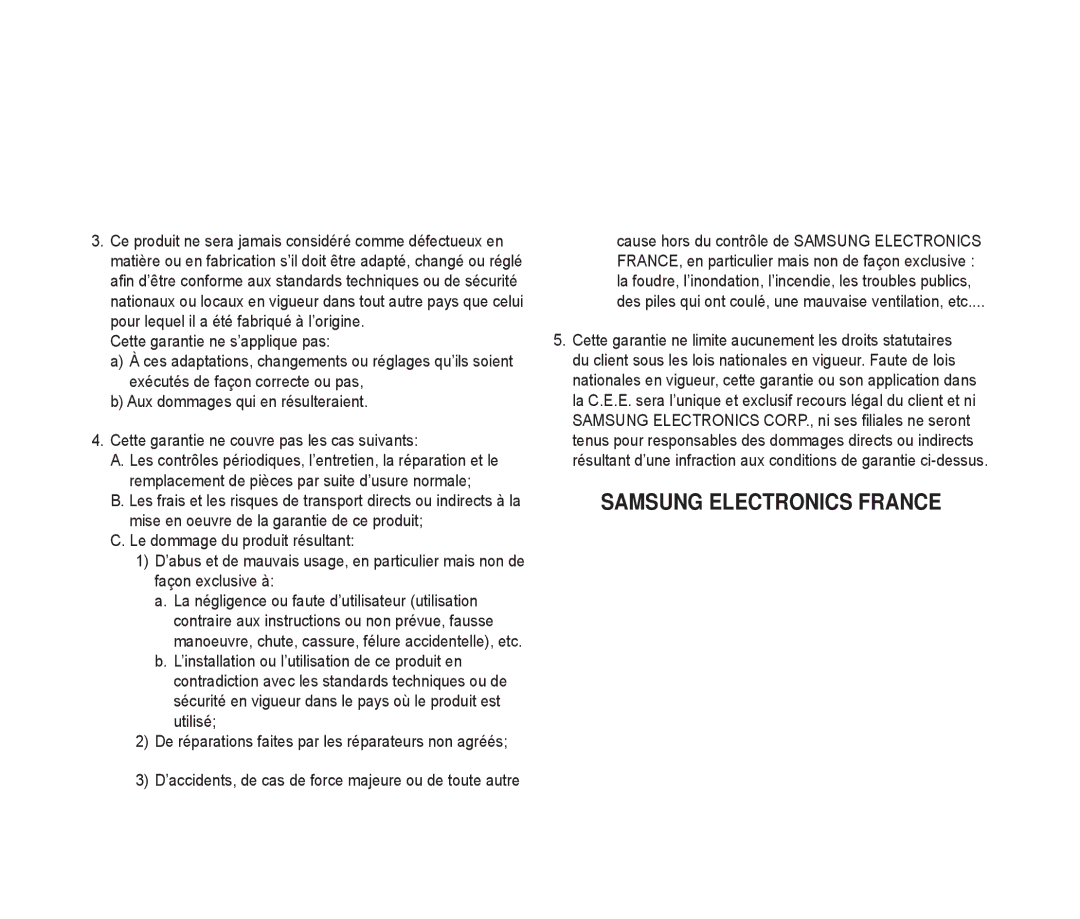 Samsung VP-MM11S/XEF manual Samsung Electronics France 