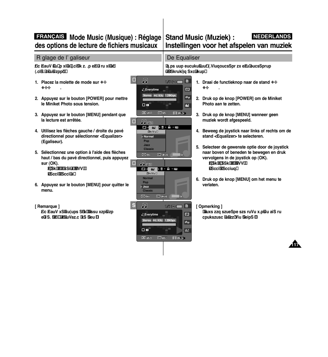 Samsung VP-MM11S/XEF manual Réglage de légaliseur, De Equaliser 