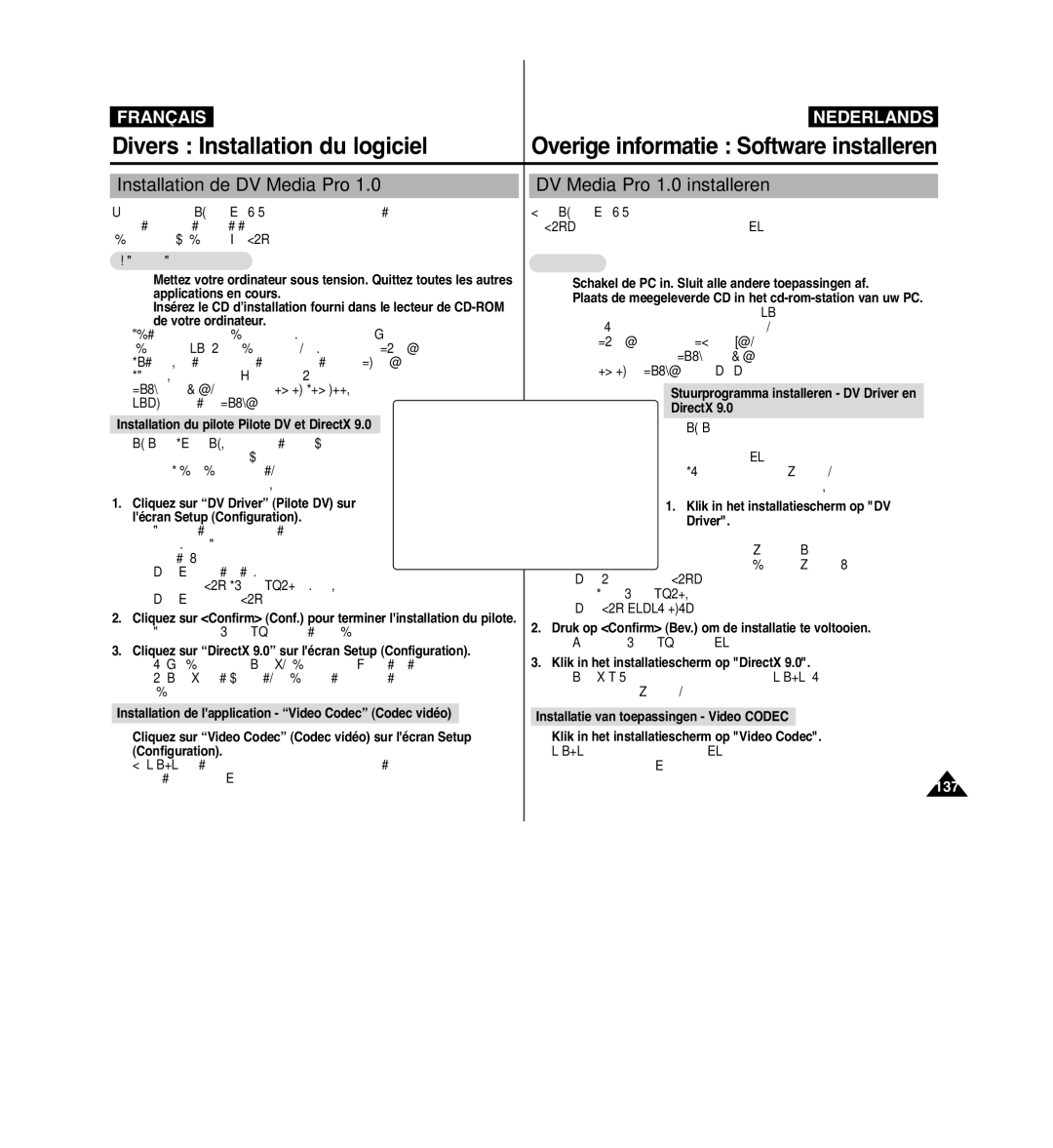 Samsung VP-MM11S/XEF manual Divers Installation du logiciel, Overige informatie Software installeren 