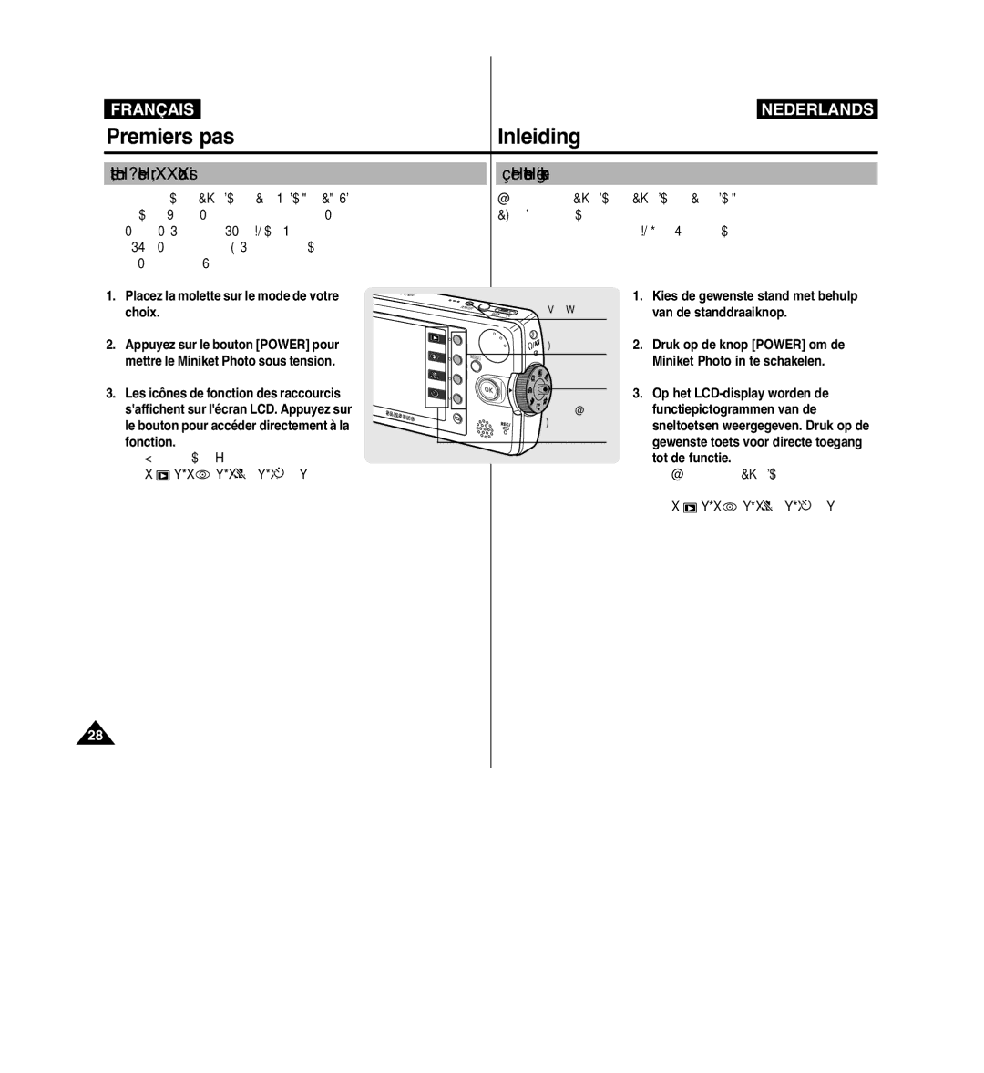 Samsung VP-MM11S/XEF Utilisation des raccourcis, De sneltoetsen gebruiken, Placez la molette sur le mode de votre choix 