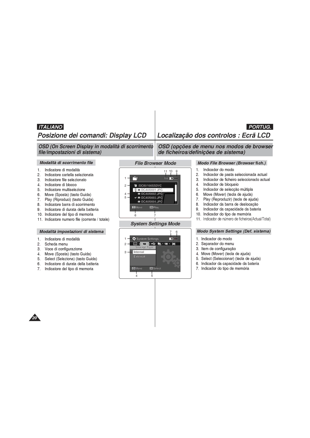 Samsung VP-MM12BL/XET, VP-MM11S/XET, VP-MM12S/XET manual File Browser Mode, System Settings Mode 