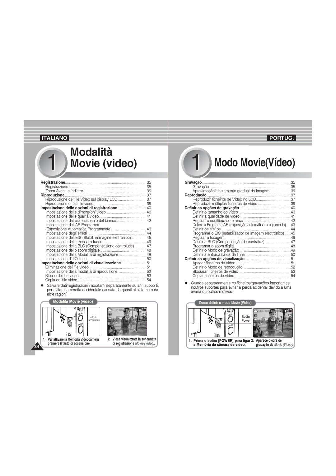 Samsung VP-MM12S/XET, VP-MM11S/XET manual Aparece o ecrã de, Memória da câmara de vídeo, Prima o botão Power para ligar 