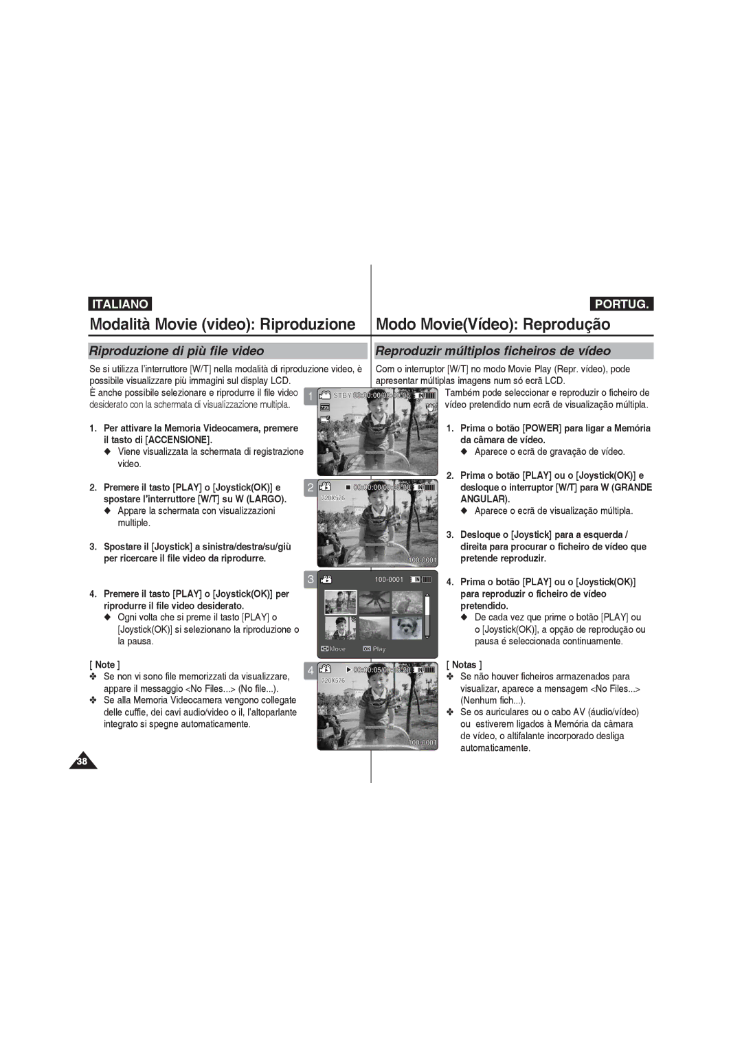 Samsung VP-MM12BL/XET manual Pretende reproduzir, Para reproduzir o ficheiro de vídeo, Pausa é seleccionada continuamente 