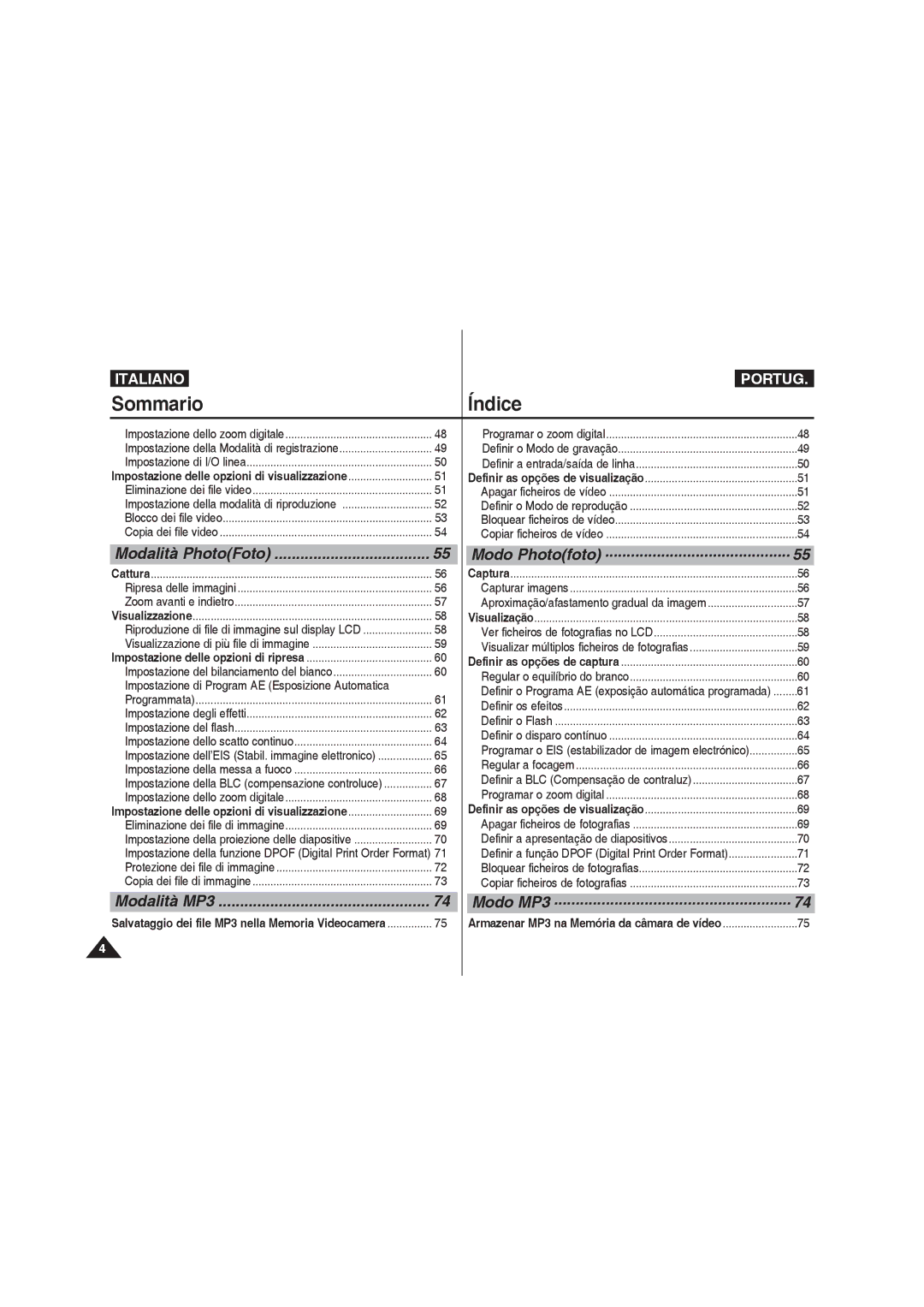 Samsung VP-MM12S/XET, VP-MM11S/XET, VP-MM12BL/XET manual Impostazione di Program AE Esposizione Automatica 