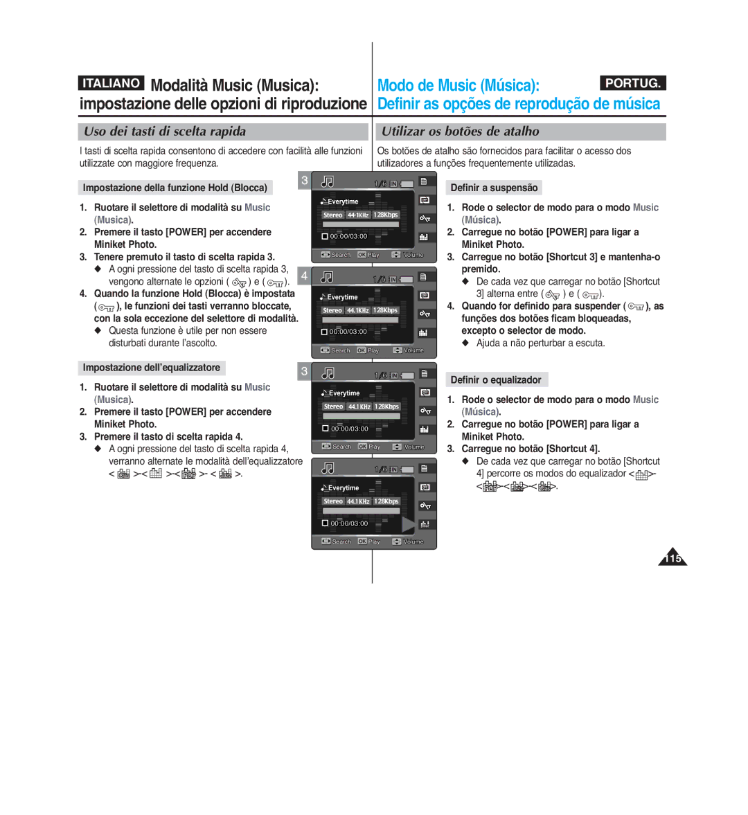 Samsung VP-MM12S/XET, VP-MM11S/XET, VP-MM12BL/XET manual Musica Música 