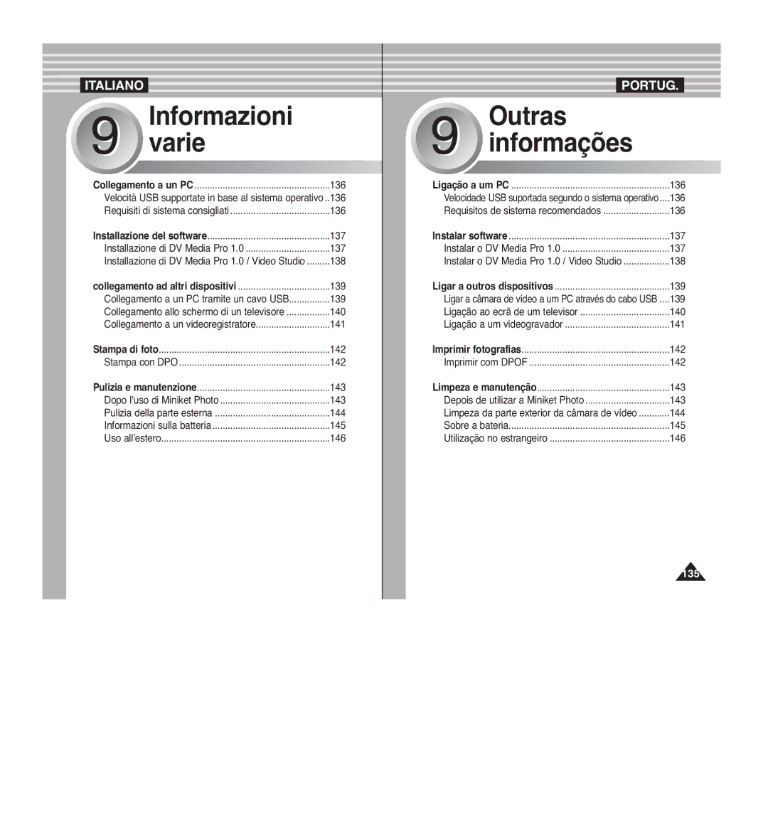 Samsung VP-MM11S/XET, VP-MM12S/XET, VP-MM12BL/XET manual Informazioni Varie 