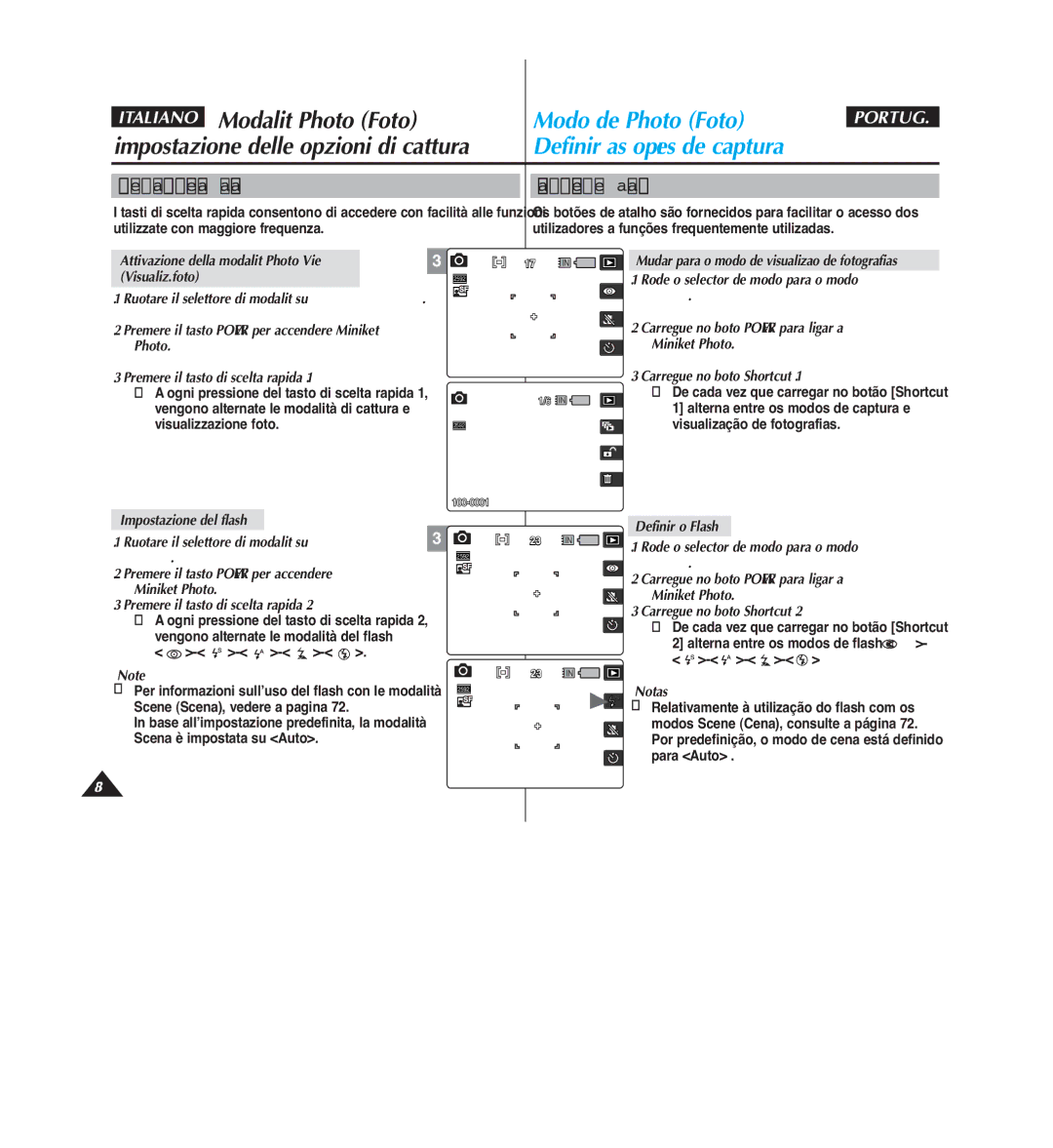 Samsung VP-MM12S/XET, VP-MM11S/XET, VP-MM12BL/XET manual Modalità Photo Foto, Impostazione delle opzioni di cattura 