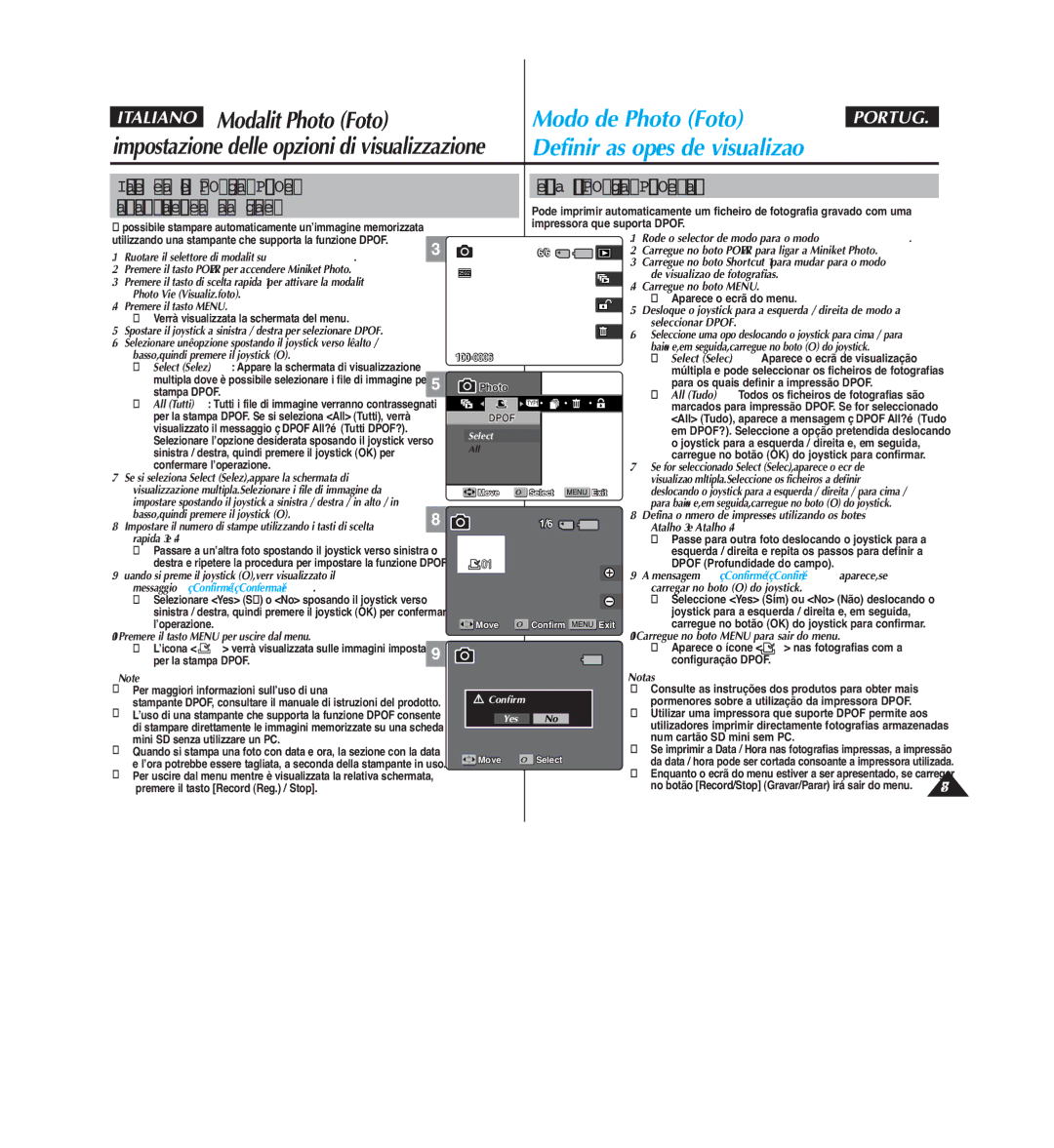 Samsung VP-MM11S/XET Select Selec. Aparece o ecrã de visualização, Múltipla e pode seleccionar os ficheiros de fotografias 