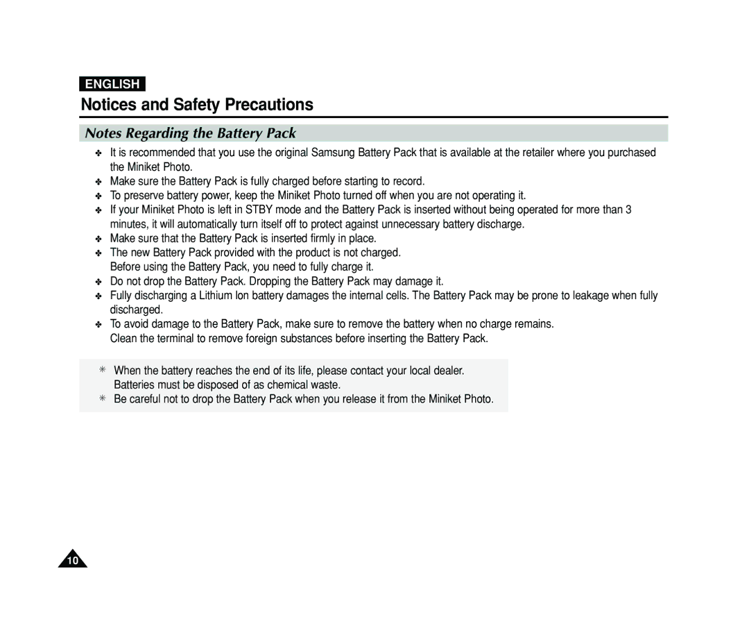 Samsung VP-MS11, VP-MS15 manual English 