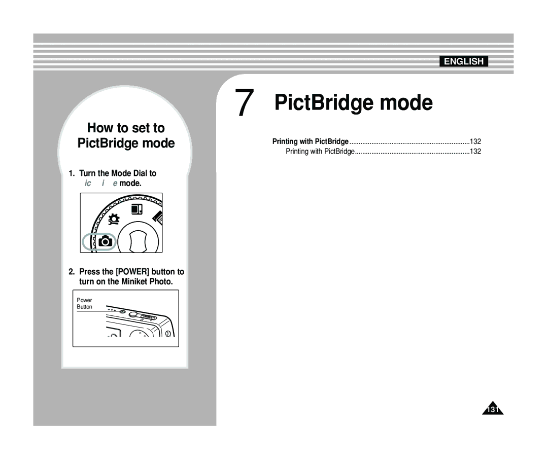 Samsung VP-MS15, VP-MS11 manual PictBridge mode 