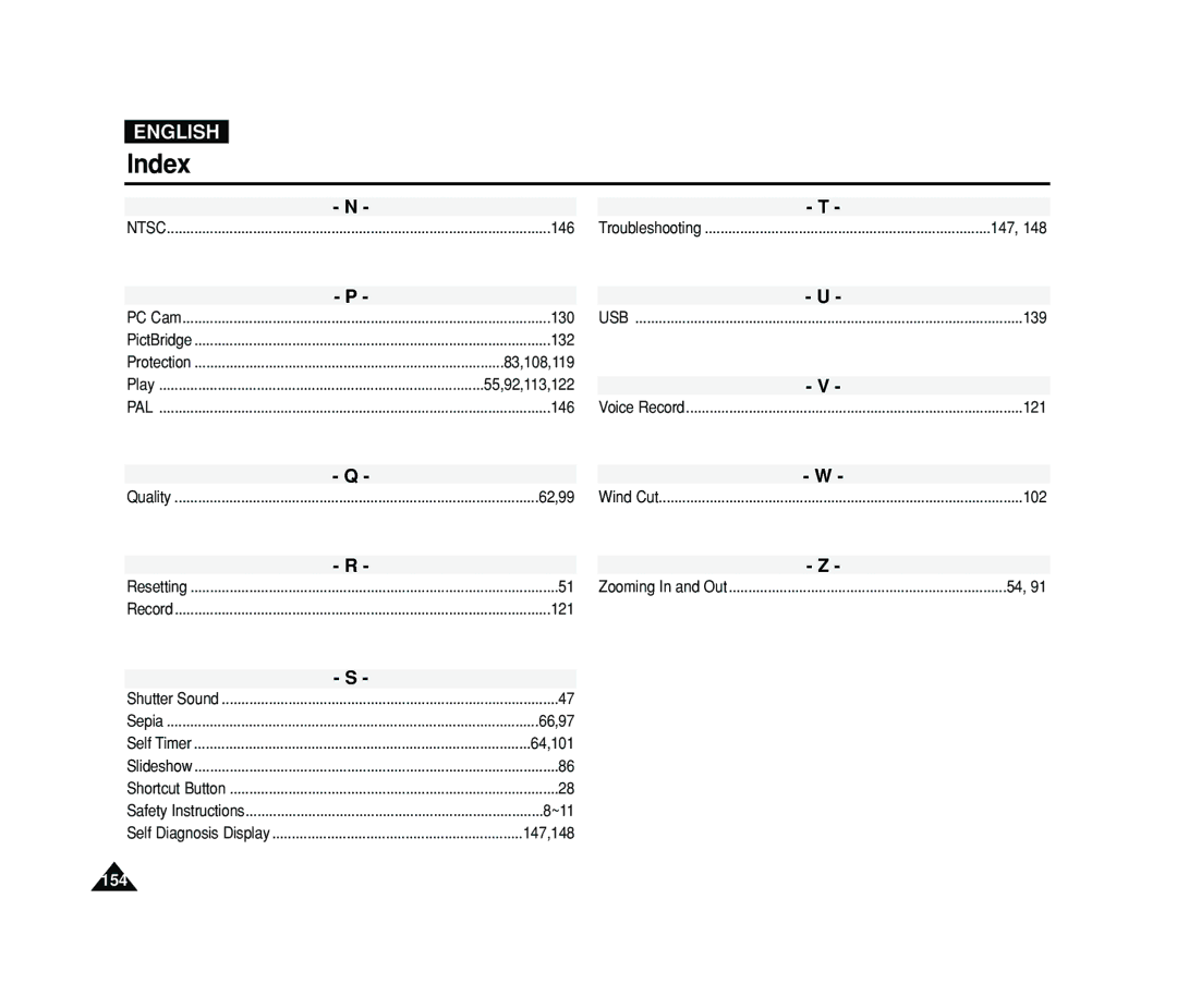 Samsung VP-MS11, VP-MS15 manual 154 