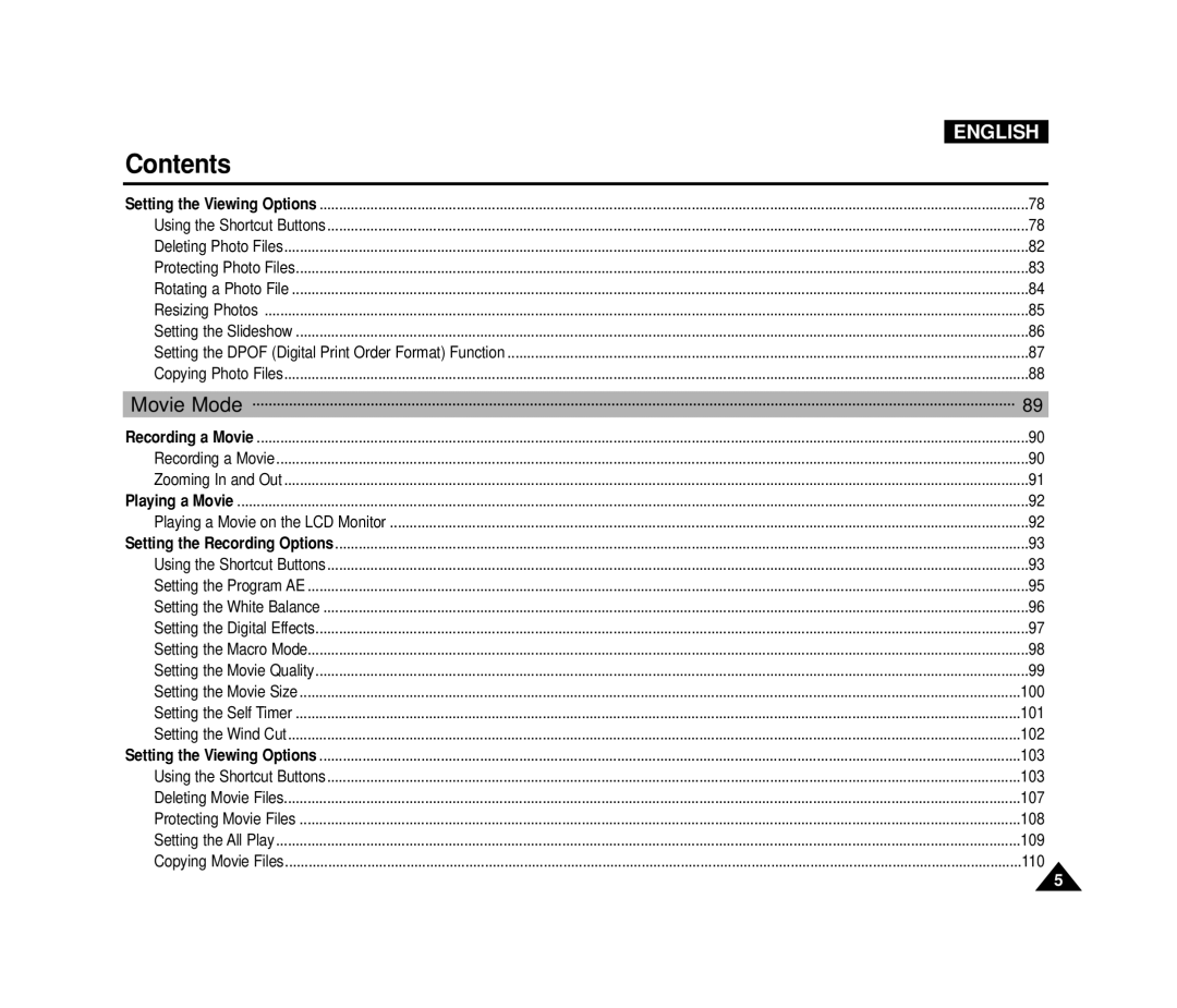 Samsung VP-MS15, VP-MS11 manual Movie Mode 